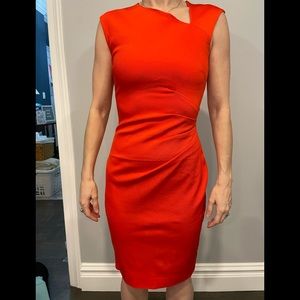 Karen Millen cap sleeve asymmetric neckline dress
